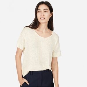 Everlane Women's Butter Yellow Cream Short Sleeve 100% Linen Tee Top Size M